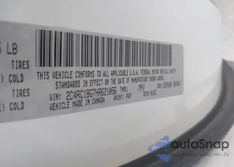 2017 Chrysler Pacifica Touring-L z USA, uszkodzony, nr VIN 2C4RC1BG7HR621056